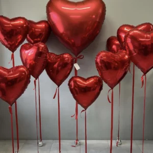 Букет воздушных шаров "Красные сердца