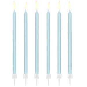 Свечи на день рождения простые, светло-голубые, 14 см