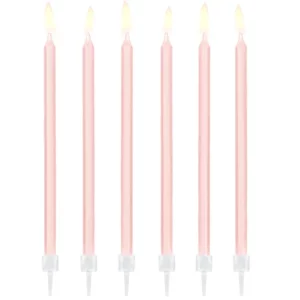 Świeczki urodzinowe gładkie, jasny różowy, 14cm
