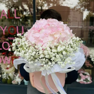 Цветочный ящик #4 с гортензией и гипсофилой