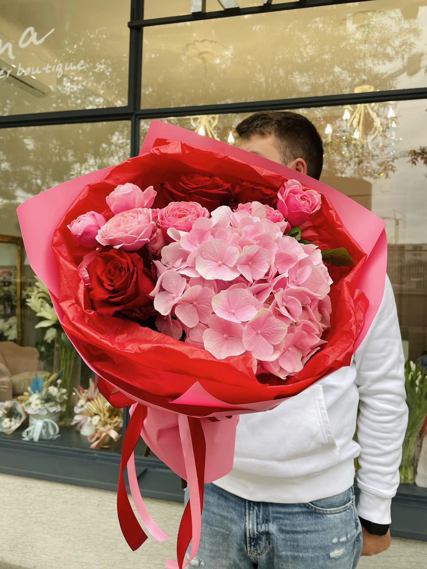 Bouquet #5 of hydrangea and peony rose Silva Pink