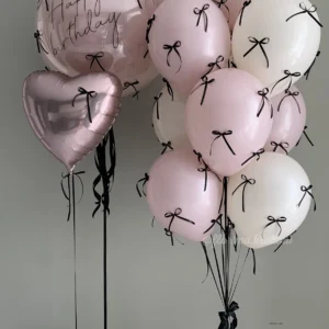 Set of #106 Bubble balloons "Happy Birthday" and balloons with bows