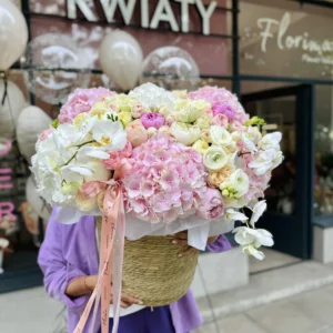 Цветочная коробка #7 гортензия, пион и орхидея