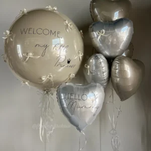 Набор воздушных шаров #140: шар DoubleBubble и букет из фольгированных сердечек