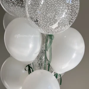 Букет воздушных шаров #242 белый и с конфетти
