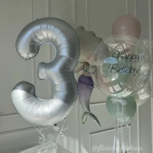 Набор воздушных шаров #146 Шарик «Русалка, цифра и пузырь»