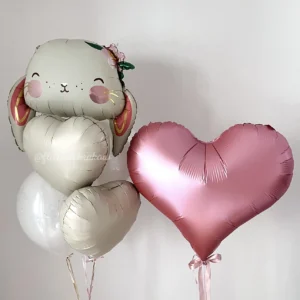 Набор воздушных шаров #153, букет из воздушных шаров с кроликом и сердцем