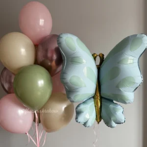 Набор воздушных шаров #198 синего цвета. Букет из бабочки и воздушных шаров.