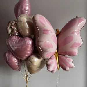 Набор воздушных шаров #216 Бабочка и букет сердечек
