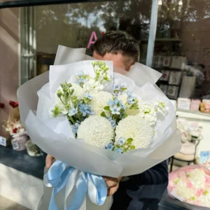 Букет #28 Суперкубковая хризантема и оксипеталлум