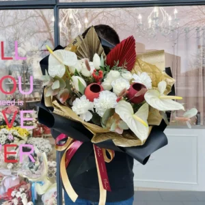 Букет #60 антуриум и веточка розы