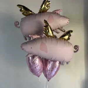 Букет из воздушных шаров #255 «Поросята и сердечки»