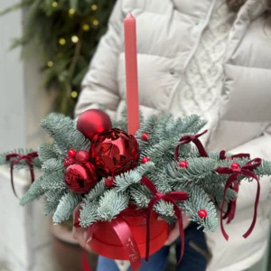 Red Christmas decoration #27 with candle