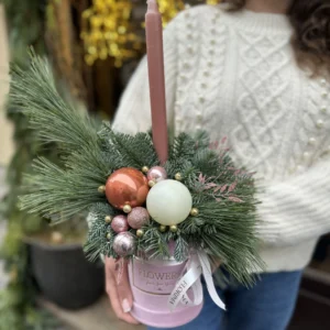 Pink Christmas decoration #30 with candle