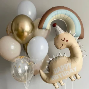 Набор воздушных шаров #284, бежевый, с жирафом, для дня рождения.